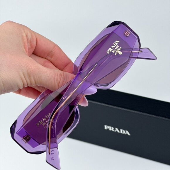 Prada PR17WS 13R07Q BRAND NEW Sunglasses Amethyst Violet Mirror Rectangle Unisex - Picture 4 of 13